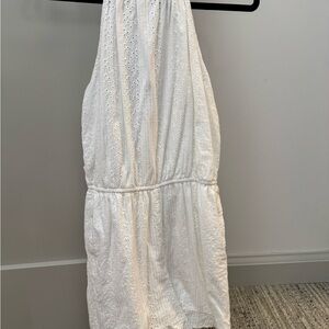 White Eyelet Halter Romper
